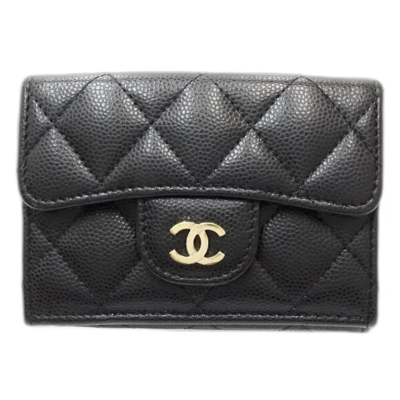 CHANEL Black Caviar Leather Logo Wallet - Picture 1 of 10